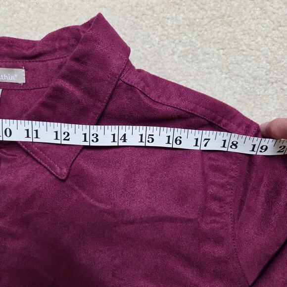 Woman Within 2X (26/28) Faux Suede Shirt Shacket Button Front Long Sleeve - Picture 8 of 16